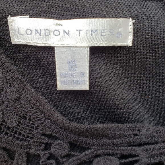 London Times Black Lace Sleeveless Dress - 16 - Picture 6 of 8